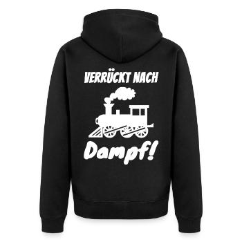 Eisenbahn Eisenbahner - Unisex Premium Bio Zip Hoodie - Schwarz - Hinten - Nico (187cm)