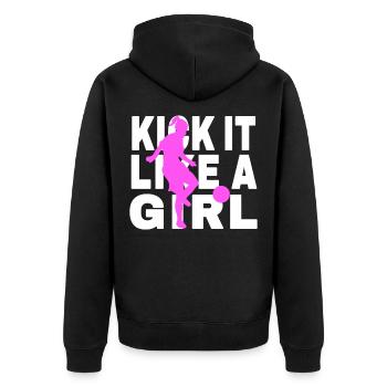 Football femmes Football féminin Proverbe - Veste à capuche bio Premium Unisexe - noir - Dos - Nico (187cm)