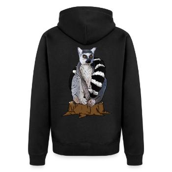 Doux singe katta est assis sur un arbre. Cadeau pour lémurien - Veste à capuche bio Premium Unisexe - noir - Dos - Nico (187cm)