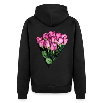 Blumen vom Floristen Geschenkidee für Liebende - Unisex Premium Bio Zip Hoodie - Schwarz - Hinten - Nico (187cm)
