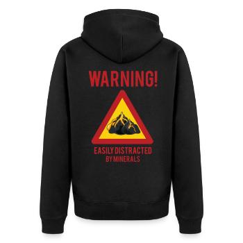 Warning quickly distracted by minerals mineral - Unisex Premium Organic Zip Hoodie - black - Back - Nico (187cm)