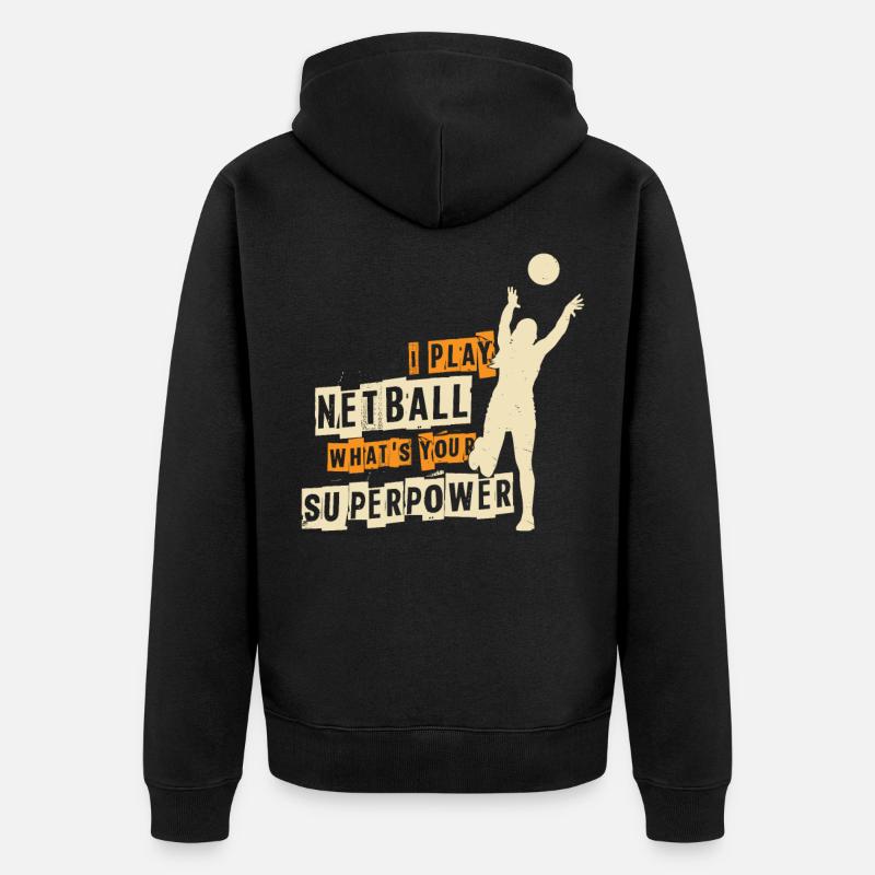 Superpuissance Netball - Veste à capuche bio Premium Unisexe - noir