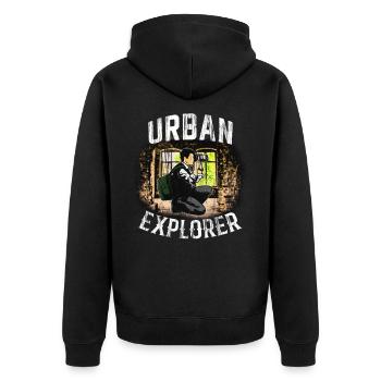 Lost Places Photographe Urbex Urbexer Urban Explorer - Veste à capuche bio Premium Unisexe - noir - Dos - Nico (187cm)