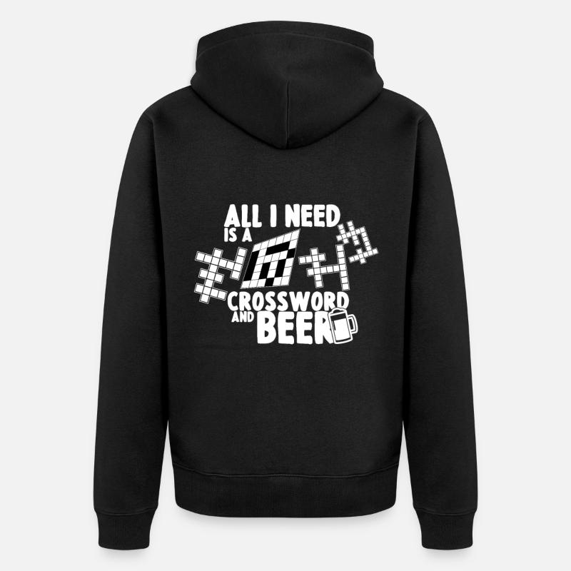 Mots croisés et bière - Veste à capuche bio Premium Unisexe - noir
