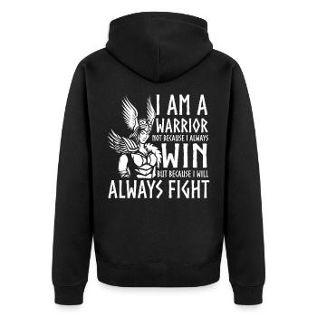 I am a warrior - Warrior Viking Ares - Unisex Premium Organic Zip Hoodie - black - Back - Nico (187cm)