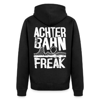 Achterbahn Freak I Achterbahn Design Vintage weiss - Unisex Premium Bio Zip Hoodie - Schwarz - Hinten - Nico (187cm)