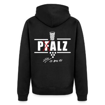 Pfalz Weinfest Pfälzer Wein Duppelglas - Unisex Premium Bio Zip Hoodie - Schwarz - Hinten - Nico (187cm)