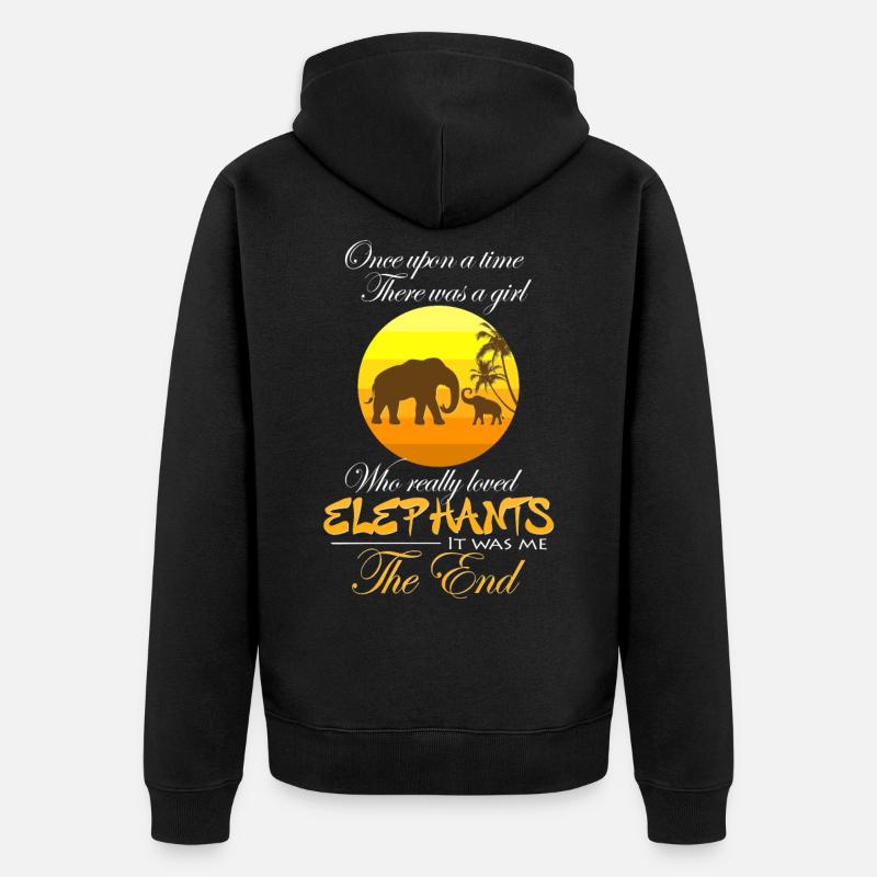 Elefant Mädchen - Unisex Premium Bio Zip Hoodie - Schwarz