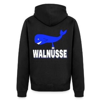 Walnüsse - Lustig Hoden Nüsse Wal Nuß Eier - Unisex Premium Bio Zip Hoodie - Schwarz - Hinten - Nico (187cm)