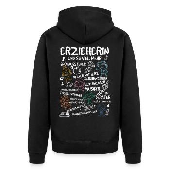 ERZIEHERIN - Kindergarten Kita Geschenkidee - Unisex Premium Bio Zip Hoodie - Schwarz - Hinten - Nico (187cm)