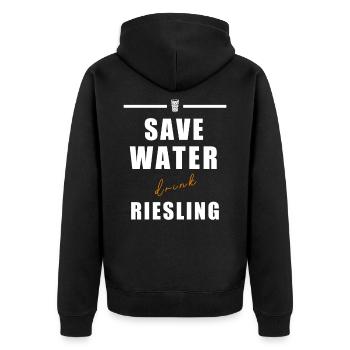 Pfälzer Winzer Schorle Riesling Weinstraße Pfalz - Unisex Premium Bio Zip Hoodie - Schwarz - Hinten - Nico (187cm)