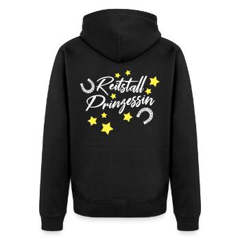 Reitstallprinzessin - Unisex Premium Bio Zip Hoodie - Schwarz - Hinten - Nico (187cm)
