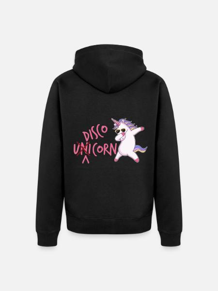 Disco Einhorn - Unisex Premium Bio Zip Hoodie - Schwarz