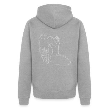 Sexy Frau Nackt Pose Schönheit Zeichnung - Unisex Premium Bio Zip Hoodie - Grau meliert - Hinten - Nico (187cm)