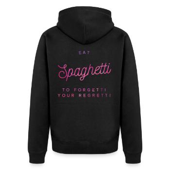 eat spaghetti to forget your regretti - Unisex Premium Organic Zip Hoodie - black - Back - Nico (187cm)