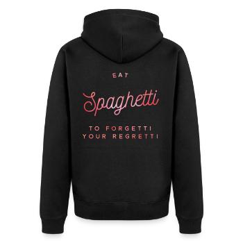 eat spaghetti to forget your regretti - Unisex Premium Organic Zip Hoodie - black - Back - Nico (187cm)