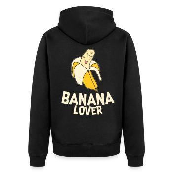 I love bananas - Unisex Premium Organic Zip Hoodie - black - Back - Nico (187cm)