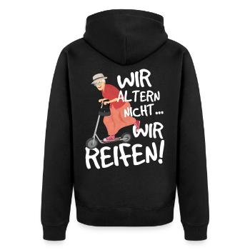 Rüstige Rentner - Unisex Premium Bio Zip Hoodie - Schwarz - Hinten - Nico (187cm)