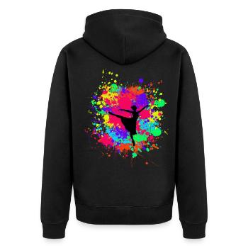 Schöne prima Ballerina in Farbkleckse Geschenk - Unisex Premium Bio Zip Hoodie - Schwarz - Hinten - Nico (187cm)