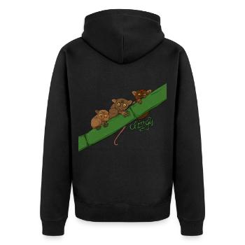 Koboldmakis Familie Geschenkidee für Makis & Affen - Unisex Premium Bio Zip Hoodie - Schwarz - Hinten - Nico (187cm)