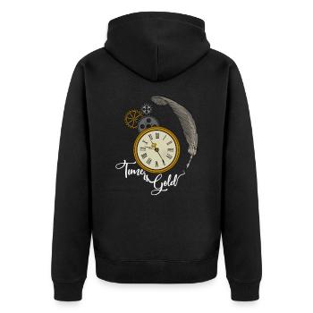 Zeit ist Gold tolle Geschenkidee für Hand Uhren - Unisex Premium Bio Zip Hoodie - Schwarz - Hinten - Nico (187cm)