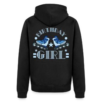 Dieses fantastische - Unisex Premium Bio Zip Hoodie - Schwarz - Hinten - Nico (187cm)