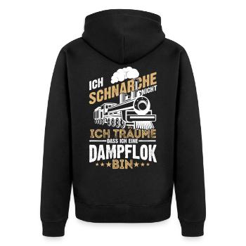 Ich Träume Dass Ich Eine Dampflok Bin Geschenk Zug - Unisex Premium Bio Zip Hoodie - Schwarz - Hinten - Nico (187cm)