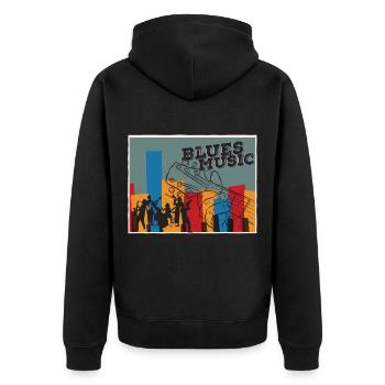 blues - Unisex Premium Organic Zip Hoodie - black - Back - Nico (187cm)