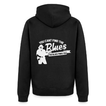 Der blues wird dich finden Geschenkidee Musik - Unisex Premium Bio Zip Hoodie - Schwarz - Hinten - Nico (187cm)