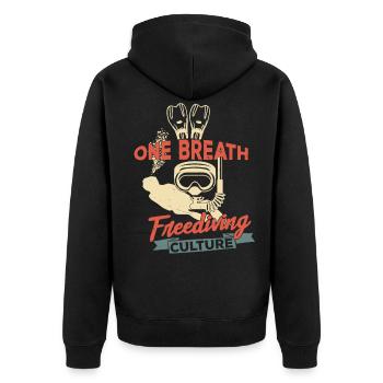 Ein Atemzug Apnoetauchen freediving Kultur Idee - Unisex Premium Bio Zip Hoodie - Schwarz - Hinten - Nico (187cm)