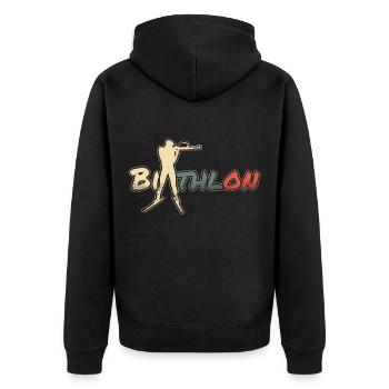 biathlon - Unisex Premium Organic Zip Hoodie - black - Back - Nico (187cm)