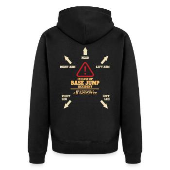 Base Jump - Unisex Premium Organic Zip Hoodie - black - Back - Nico (187cm)