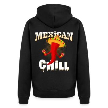 Mexikanisches Chili - Unisex Premium Bio Zip Hoodie - Schwarz - Hinten - Nico (187cm)