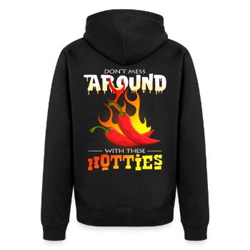 chilli - Unisex Premium Organic Zip Hoodie - black - Back - Nico (187cm)