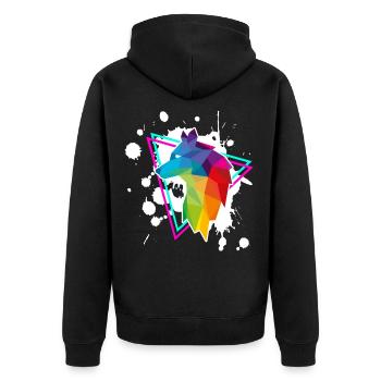 Wolf - Unisex Premium Bio Zip Hoodie - Schwarz - Hinten - Nico (187cm)