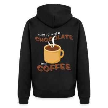 Heiße Schokolade - Unisex Premium Bio Zip Hoodie - Schwarz - Hinten - Nico (187cm)