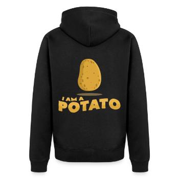 I am a potato - Unisex Premium Organic Zip Hoodie - black - Back - Nico (187cm)