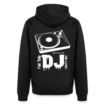 Ich bin der DJ musik techno disco house music fan - Unisex Premium Bio Zip Hoodie - Schwarz - Hinten - Nico (187cm)