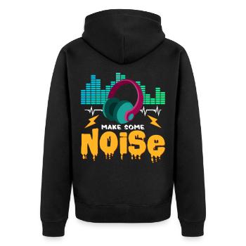 DJ - Unisex Premium Bio Zip Hoodie - Schwarz - Hinten - Nico (187cm)