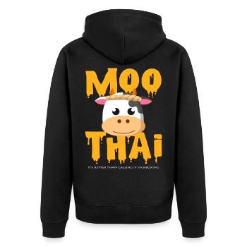 Drôle Muay Thai Idée cadeau de vache Moo Thaïlande - Veste à capuche bio Premium Unisexe - noir - Dos - Nico (187cm)