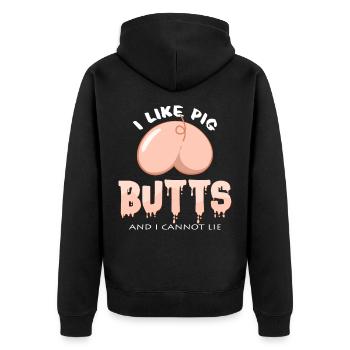 J'aime cadeau d'anniversaire de cochon de lait cochon - Veste à capuche bio Premium Unisexe - noir - Dos - Nico (187cm)