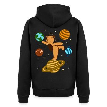 Bear Astronaut Bears Space Galaxy Teddy - Unisex Premium Bio Zip Hoodie - Schwarz - Hinten - Nico (187cm)