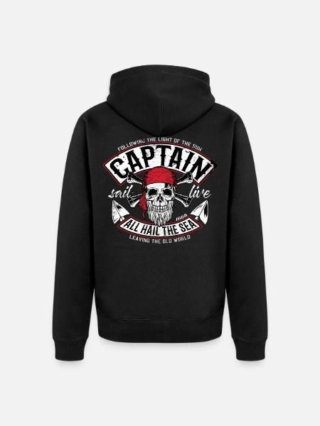 captain shirt with pirate - Unisex Premium Organic Zip Hoodie - black