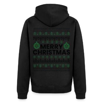 Weihnachten Spruch Lustig Weihnachten - Unisex Premium Bio Zip Hoodie - Schwarz - Hinten - Nico (187cm)