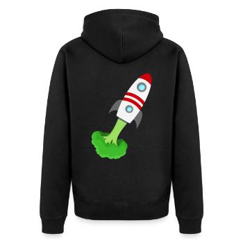 Brokkoli Rakete - Unisex Premium Bio Zip Hoodie - Schwarz - Hinten - Nico (187cm)