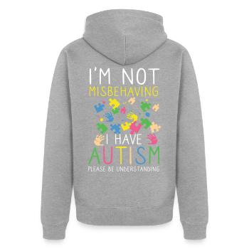 Autismus Handicap Verständnis Toleranz - Unisex Premium Bio Zip Hoodie - Grau meliert - Hinten - Nico (187cm)