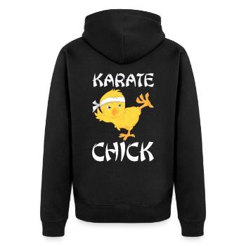 Karate Chick - Unisex Premium Bio Zip Hoodie - Schwarz - Hinten - Nico (187cm)