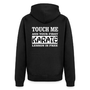 Karate Touch me - Martial Arts Sports - Unisex Premium Organic Zip Hoodie - black - Back - Nico (187cm)