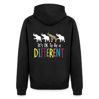 C'est bien d'être différent - Elefant Autism Autist - Veste à capuche bio Premium Unisexe - noir - Dos - Nico (187cm)