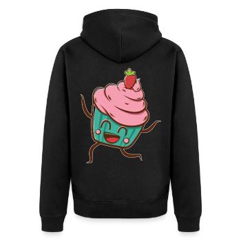 Cupcake - Unisex Premium Bio Zip Hoodie - Schwarz - Hinten - Nico (187cm)